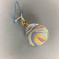 Japanese Silk Clam Shell Charm Bell Kimono Cover Vtg Handmade Ornament JB3