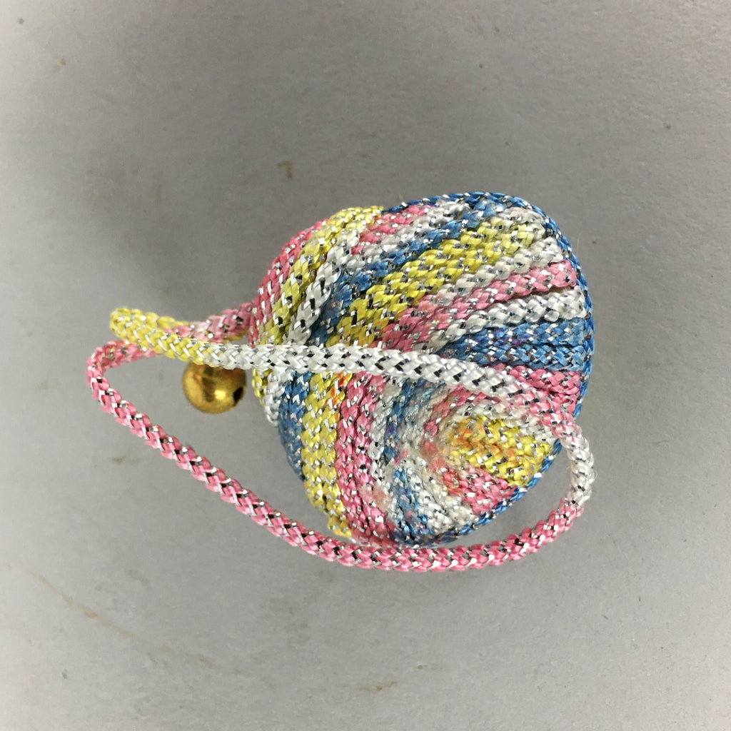 Japanese Silk Clam Shell Charm Bell Kimono Cover Vtg Handmade Ornament JB6