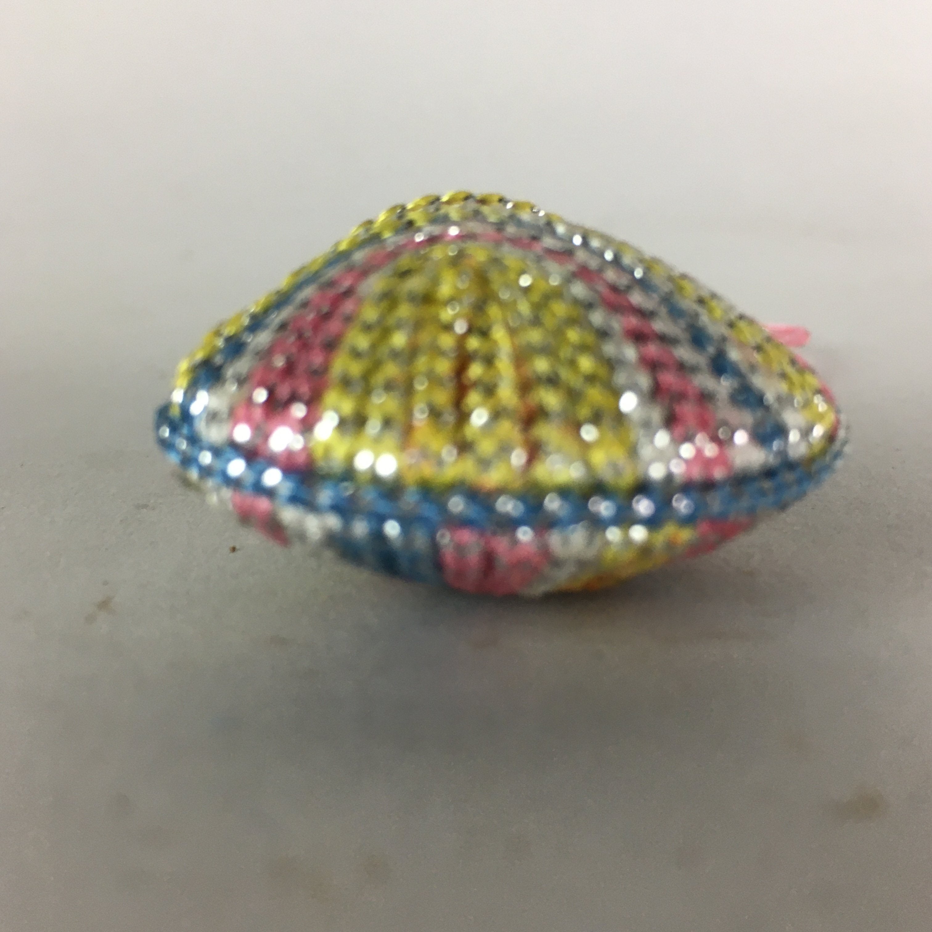 Japanese Silk Clam Shell Charm Bell Kimono Cover Vtg Handmade Ornament JB6