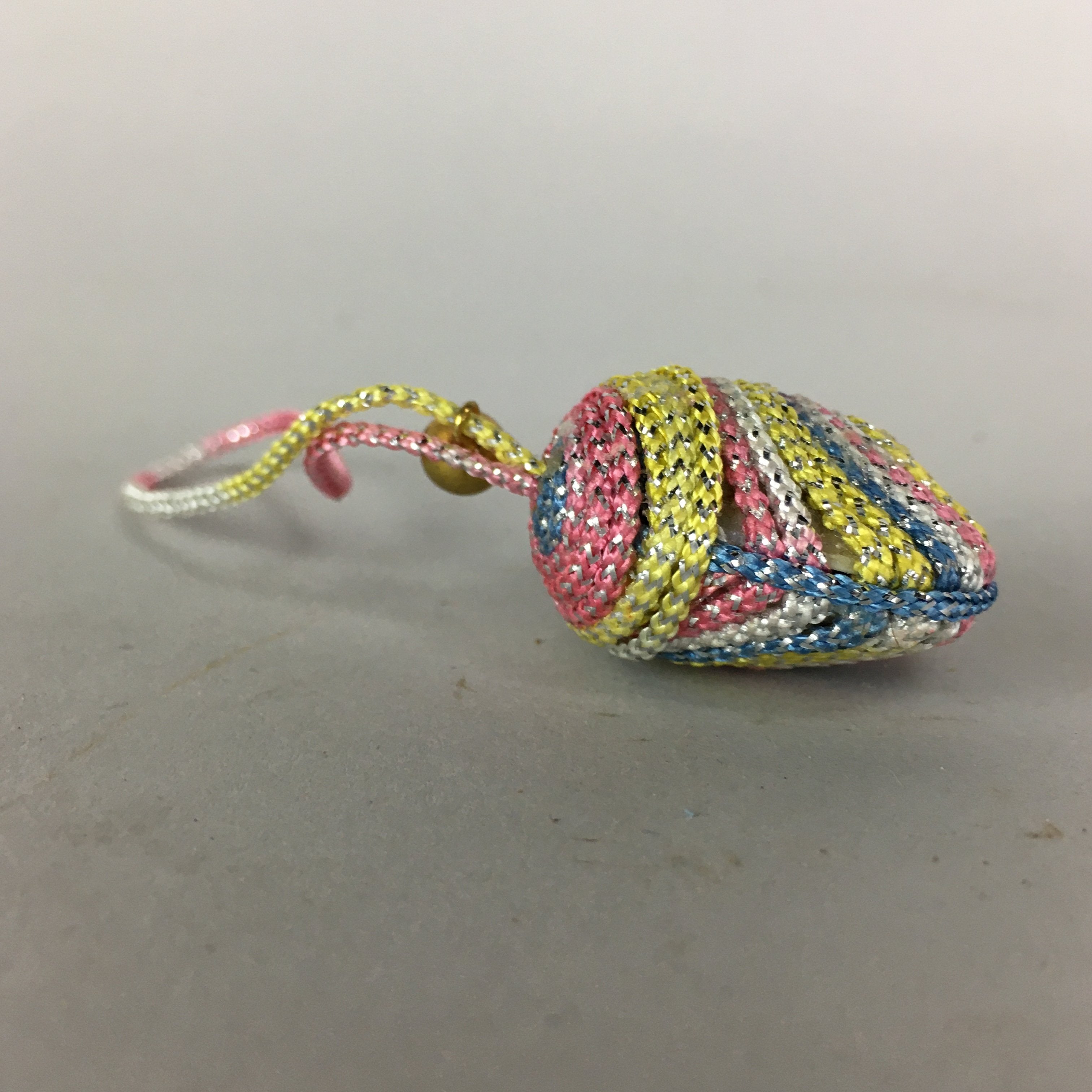 Japanese Silk Clam Shell Charm Bell Kimono Cover Vtg Handmade Ornament JB6