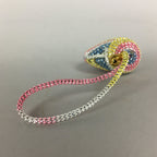 Japanese Silk Clam Shell Charm Bell Kimono Cover Vtg Handmade Ornament JB6