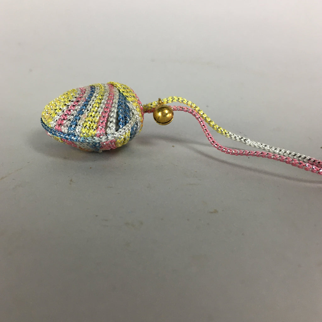 Japanese Silk Clam Shell Charm Bell Kimono Cover Vtg Handmade Ornament JB6