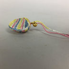 Japanese Silk Clam Shell Charm Bell Kimono Cover Vtg Handmade Ornament JB6