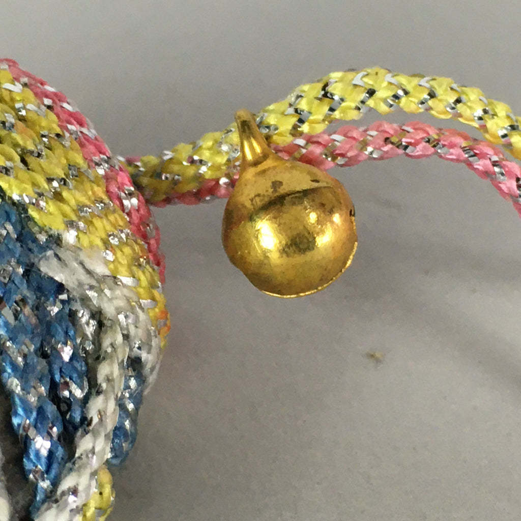 Japanese Silk Clam Shell Charm Bell Kimono Cover Vtg Handmade Ornament JB6