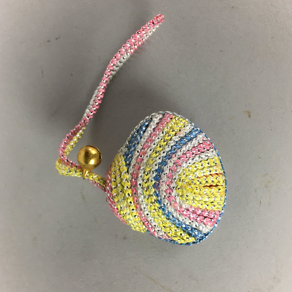 Japanese Silk Clam Shell Charm Bell Kimono Cover Vtg Handmade Ornament JB6