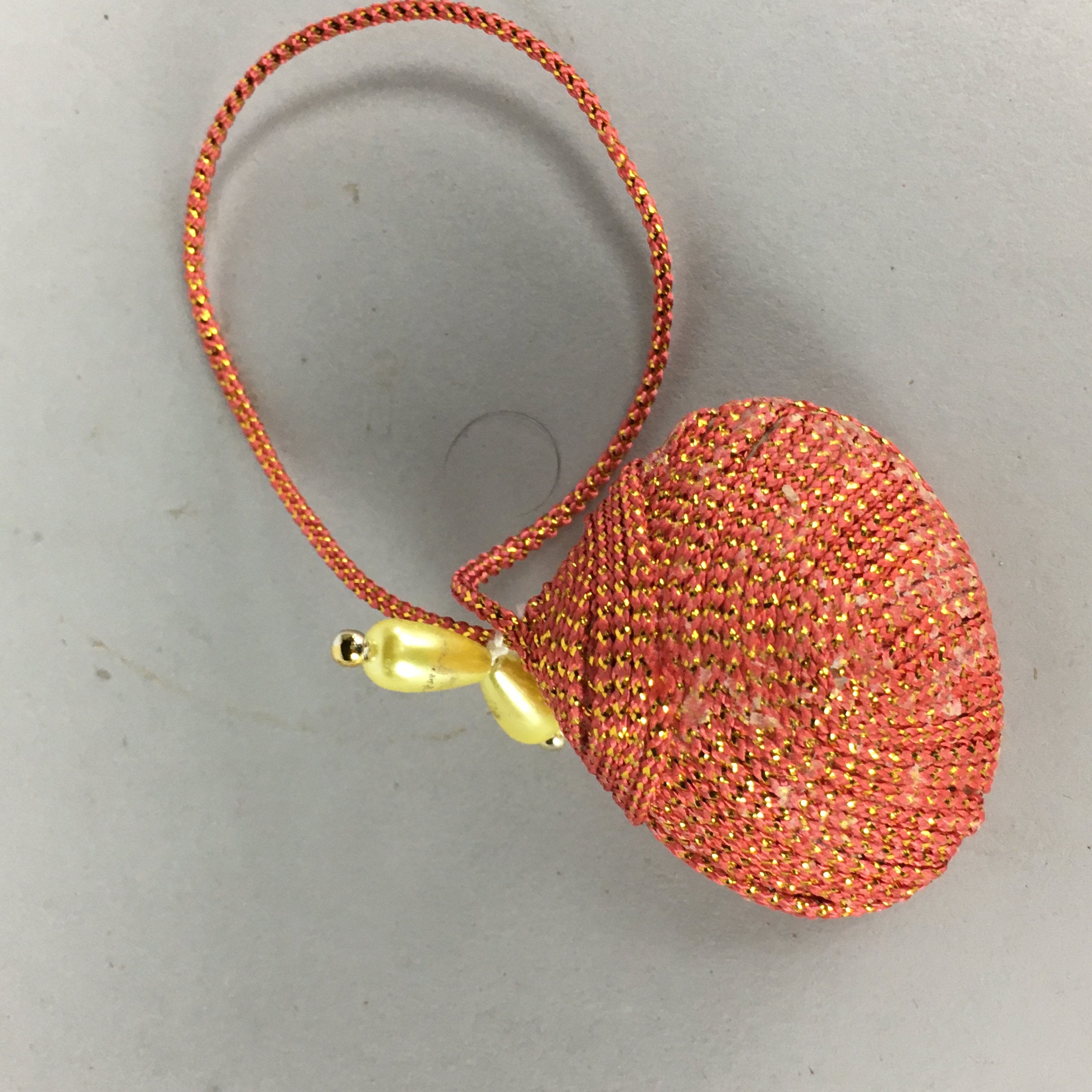 Japanese Silk Clam Shell Charm Kimono Cover Vtg Handmade Ornament JB13