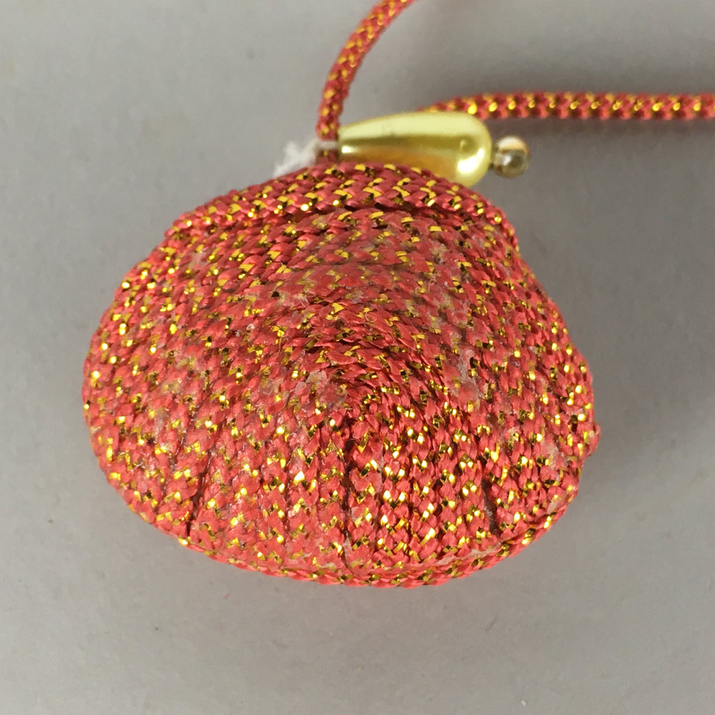 Japanese Silk Clam Shell Charm Kimono Cover Vtg Handmade Ornament JB17