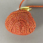 Japanese Silk Clam Shell Charm Kimono Cover Vtg Handmade Ornament JB17