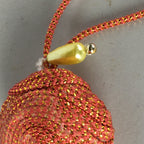 Japanese Silk Clam Shell Charm Kimono Cover Vtg Handmade Ornament JB17