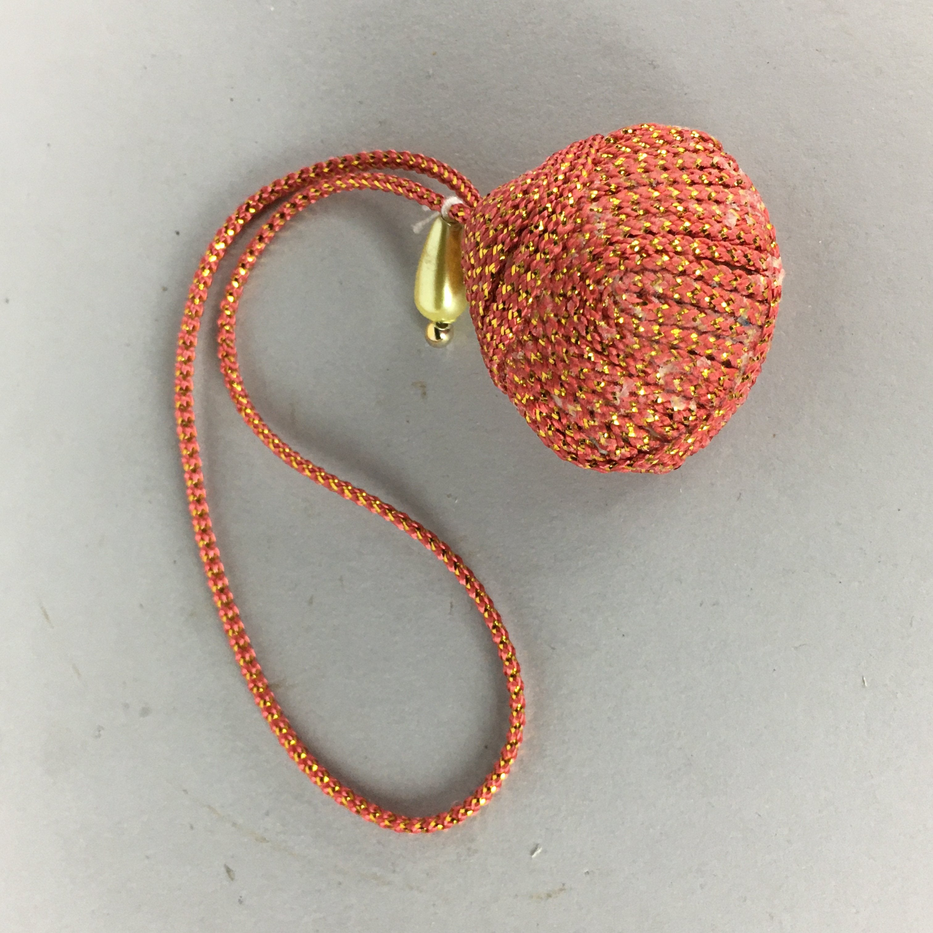Japanese Silk Clam Shell Charm Kimono Cover Vtg Handmade Ornament JB18
