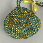 Japanese Silk Clam Shell Charm Kimono Cover Vtg Handmade Ornament JB24