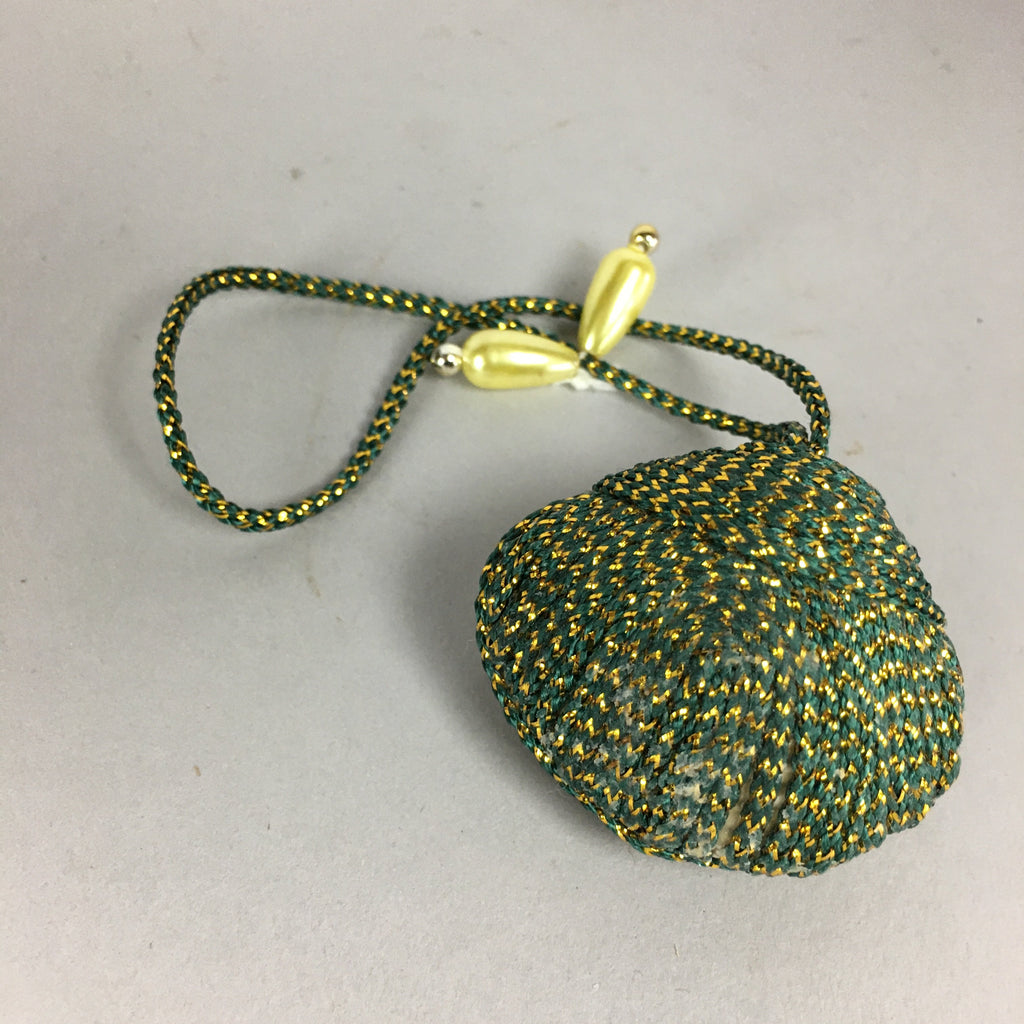 Japanese Silk Clam Shell Charm Kimono Cover Vtg Handmade Ornament JB24