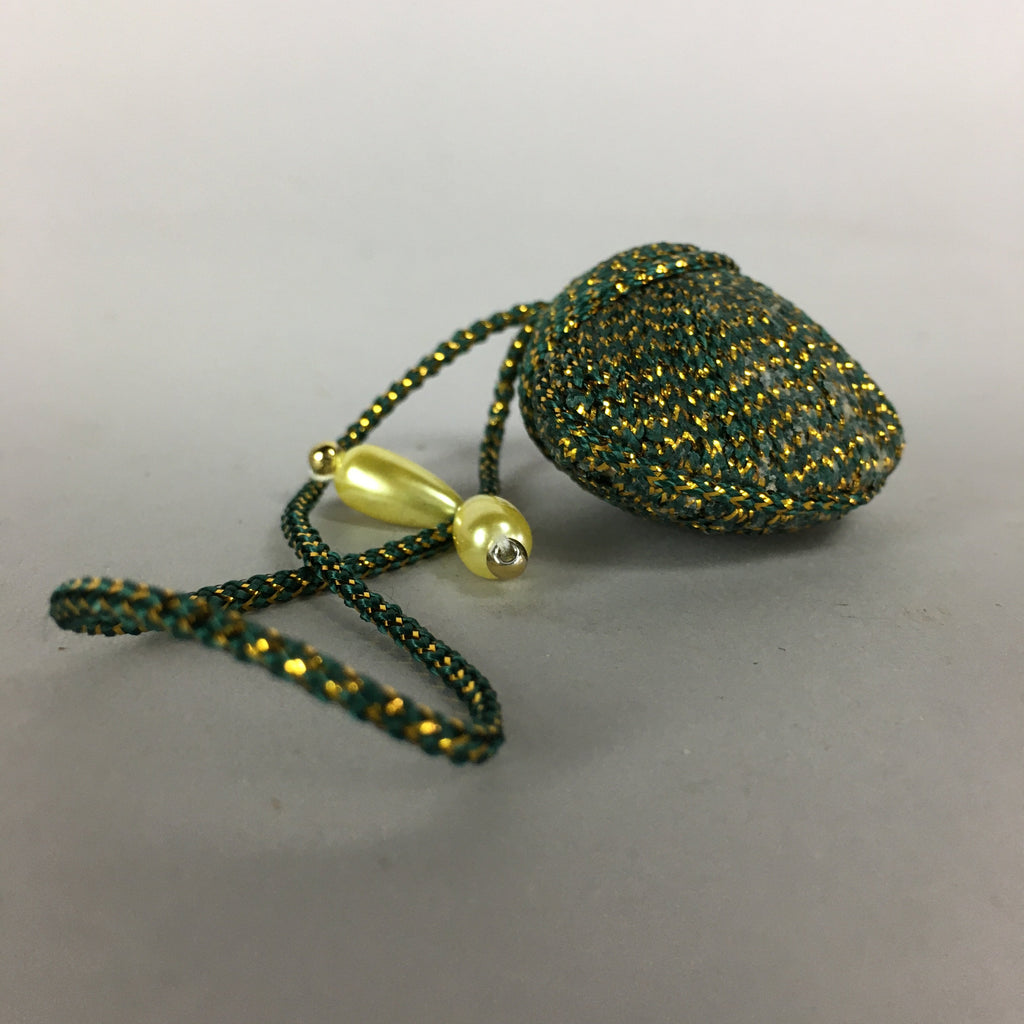 Japanese Silk Clam Shell Charm Kimono Cover Vtg Handmade Ornament JB24