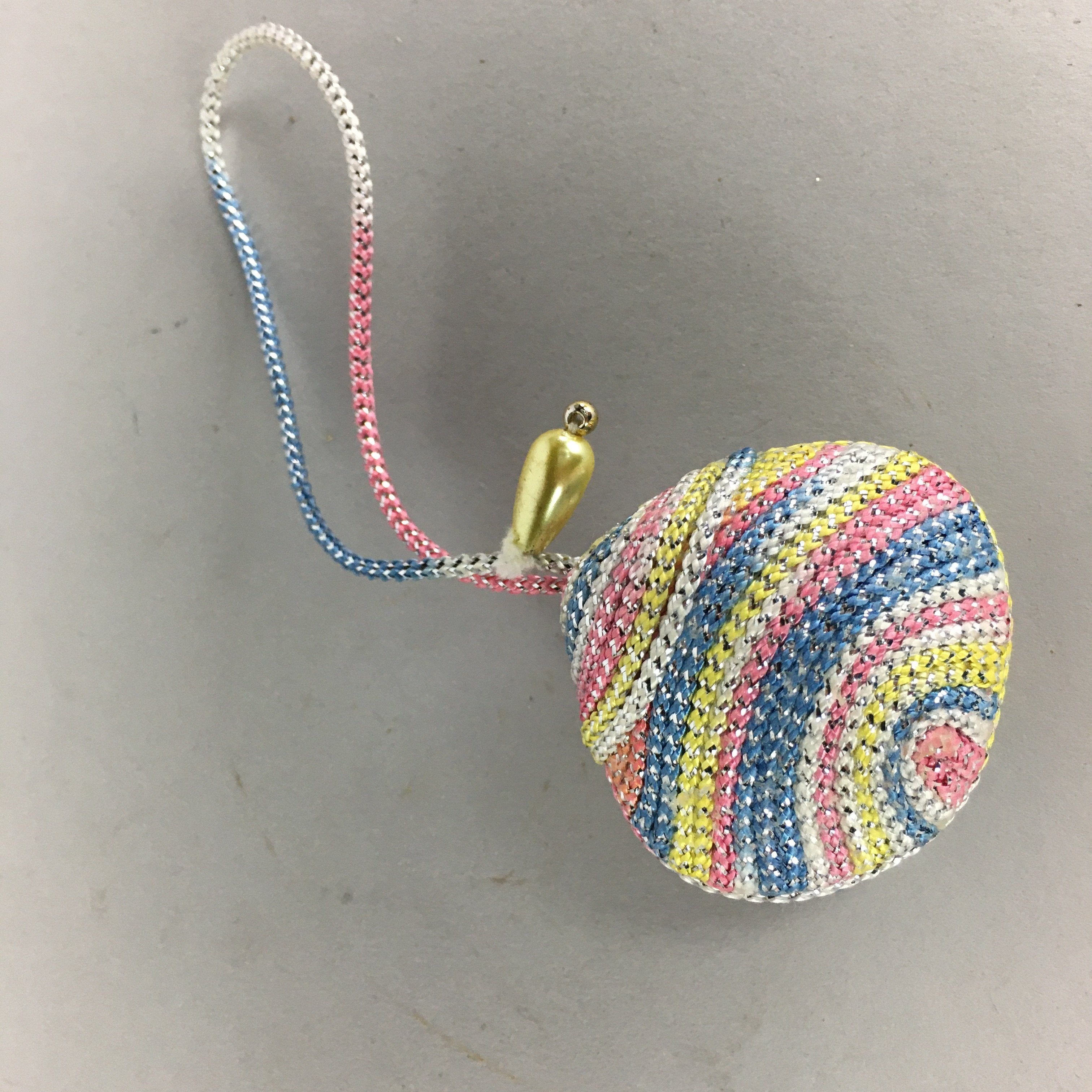 Japanese Silk Clam Shell Charm Kimono Cover Vtg Handmade Ornament JB5