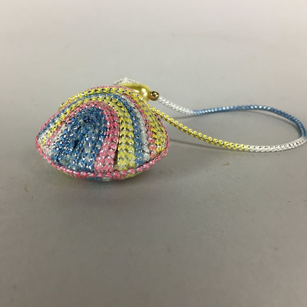 Japanese Silk Clam Shell Charm Kimono Cover Vtg Handmade Ornament JB7
