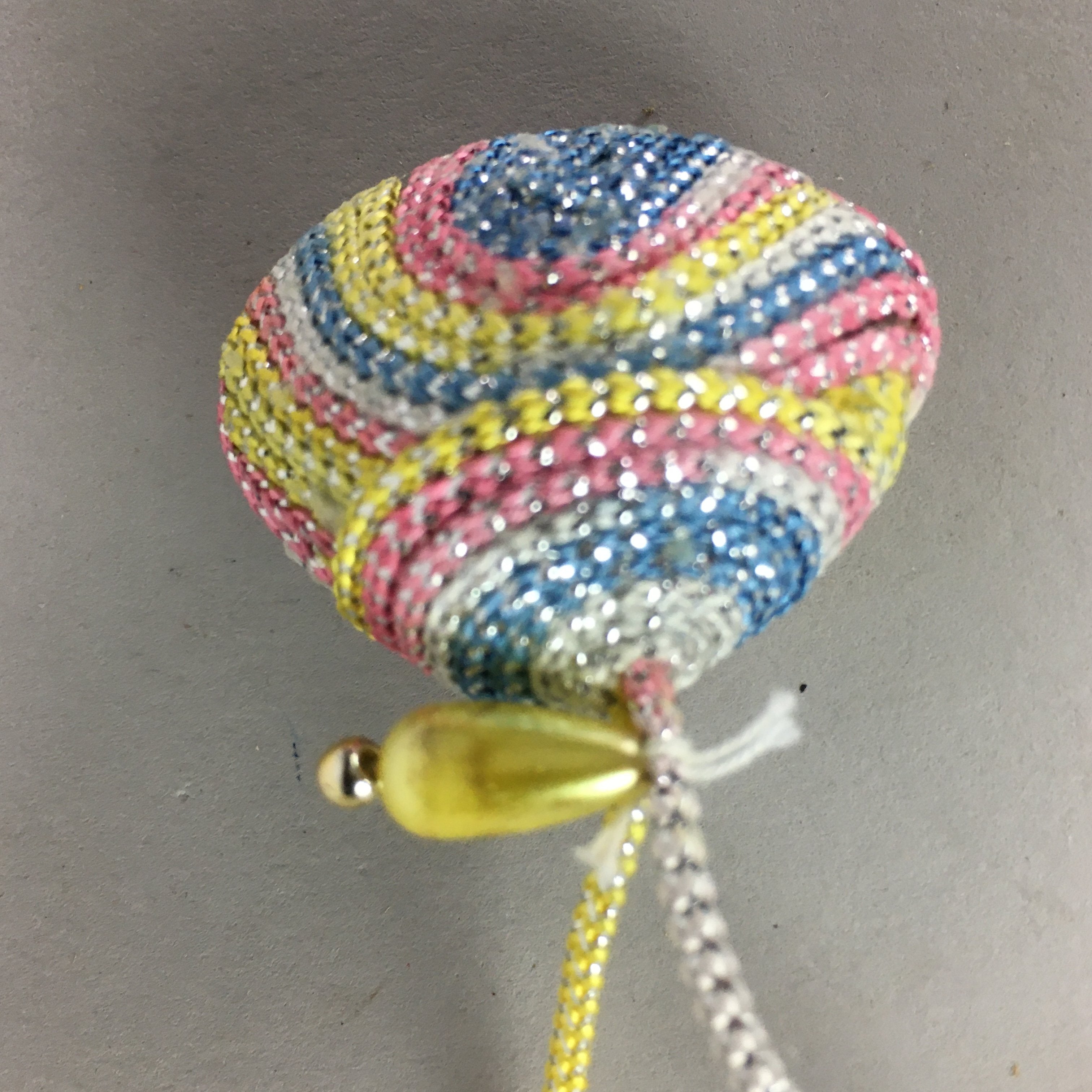 Japanese Silk Clam Shell Charm Kimono Cover Vtg Handmade Ornament JB7