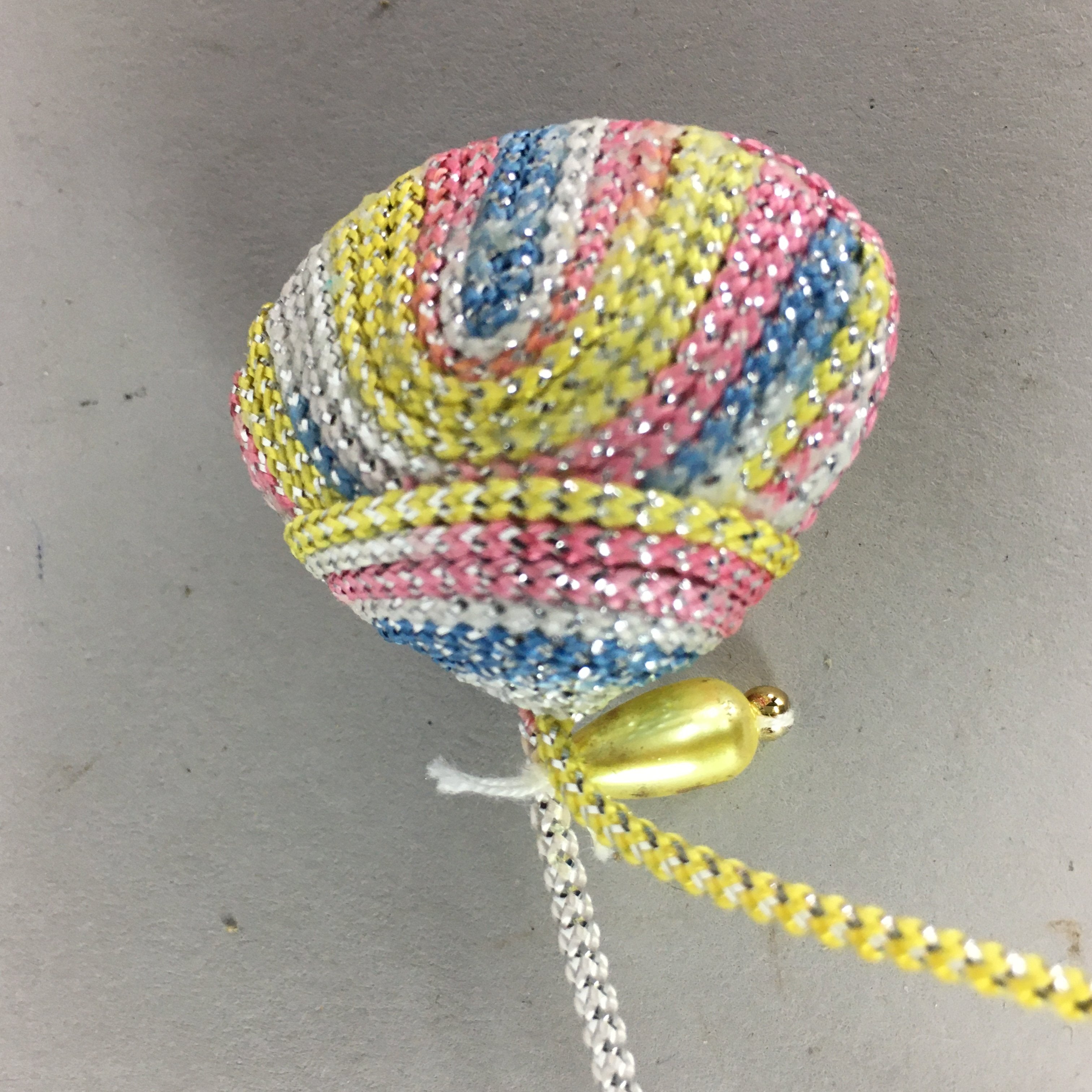 Japanese Silk Clam Shell Charm Kimono Cover Vtg Handmade Ornament JB7