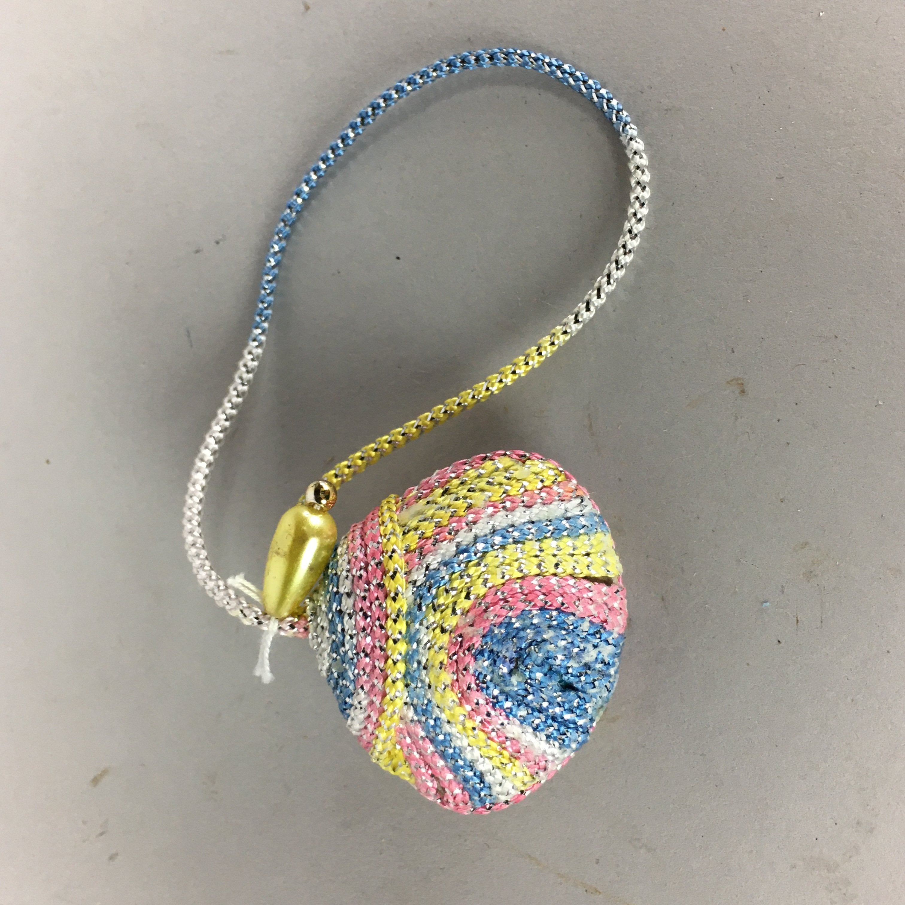 Japanese Silk Clam Shell Charm Kimono Cover Vtg Handmade Ornament JB7