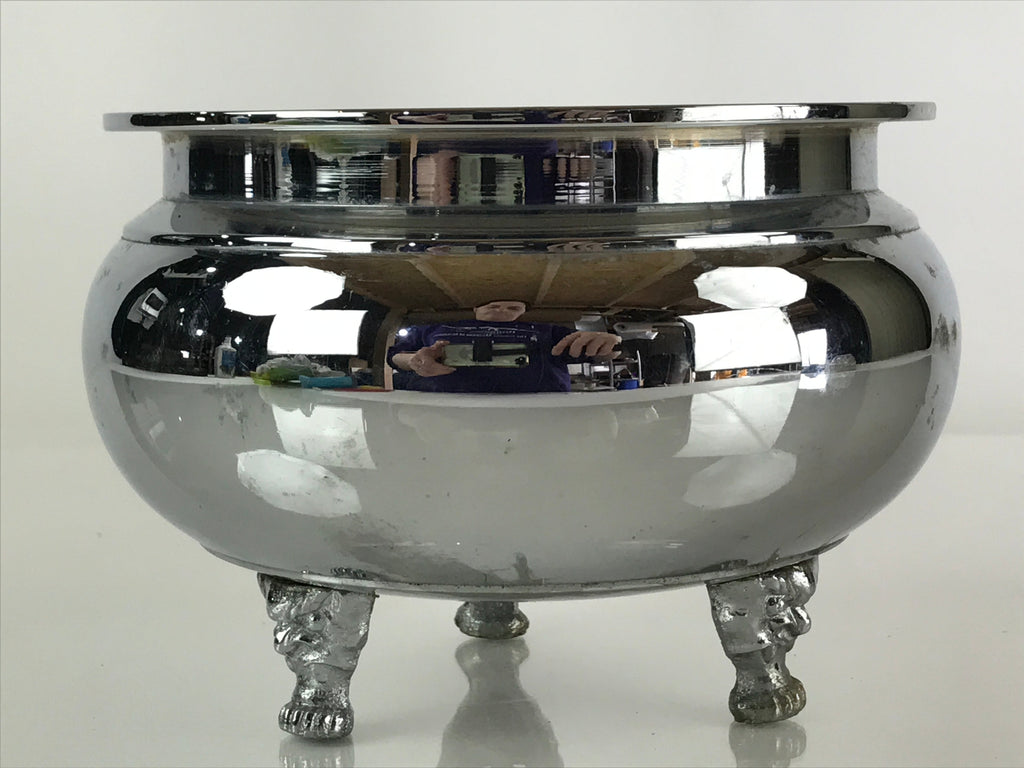 Japanese Silver Incense Burner Koro Vtg Buddhist Alter Fitting Butsugu BU771