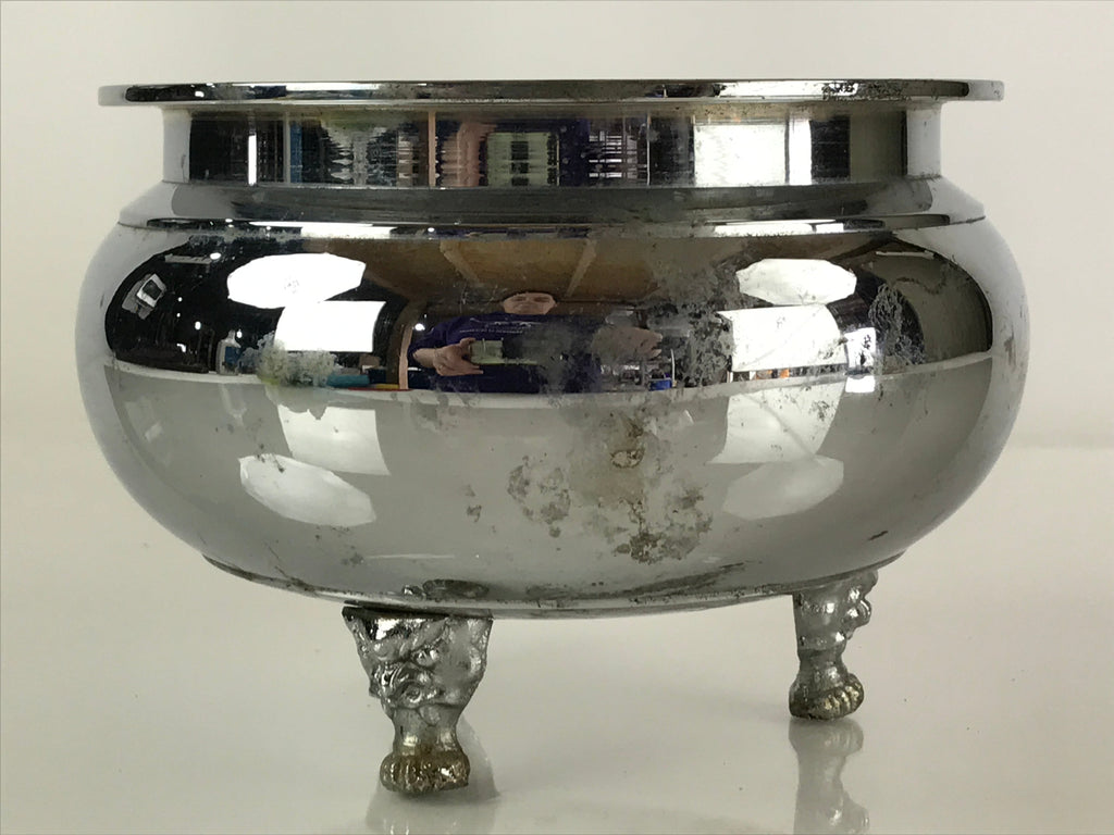 Japanese Silver Incense Burner Koro Vtg Buddhist Alter Fitting Butsugu BU771
