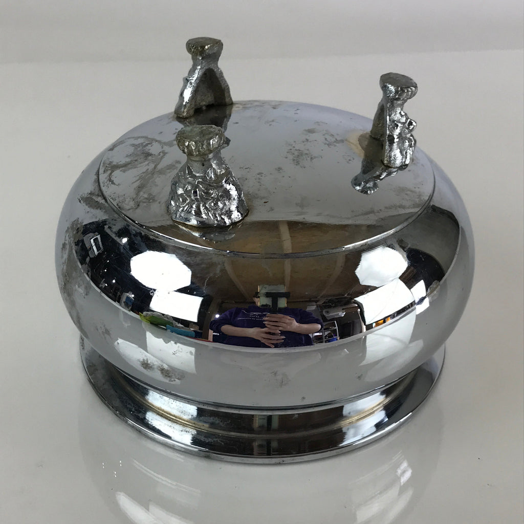 Japanese Silver Incense Burner Koro Vtg Buddhist Alter Fitting Butsugu BU771