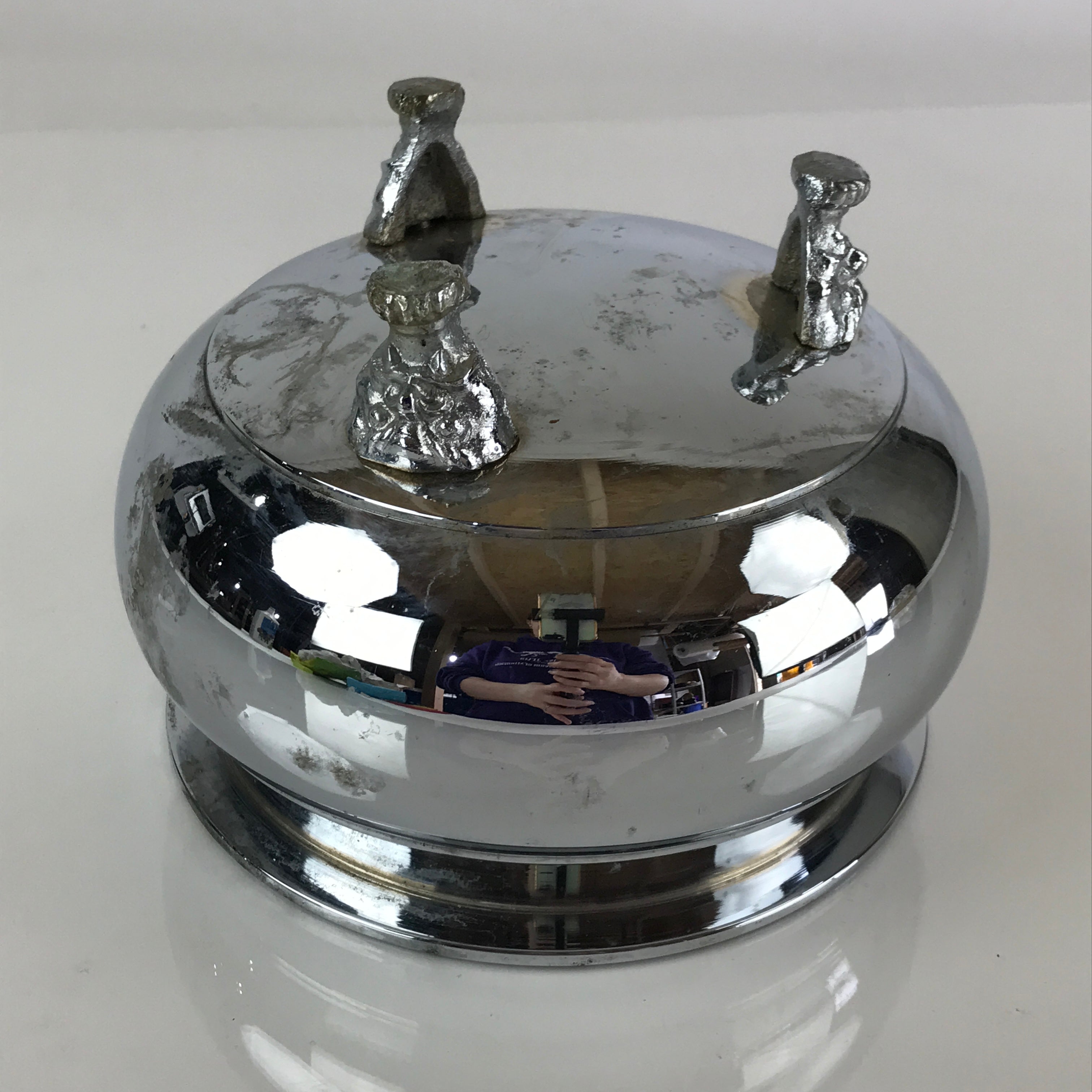 Japanese Silver Incense Burner Koro Vtg Buddhist Alter Fitting Butsugu BU771