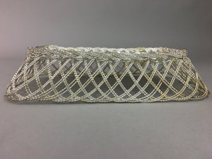 Japanese Silver Plated Metal Basket Vtg Rectangle Wire J907