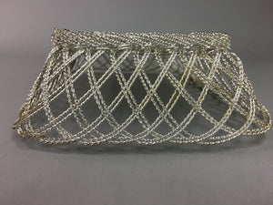 Japanese Silver Plated Metal Basket Vtg Rectangle Wire J907