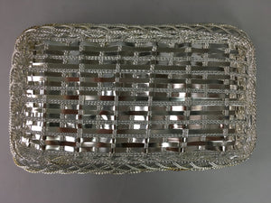 Japanese Silver Plated Metal Basket Vtg Rectangle Wire J907