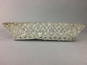 Japanese Silver Plated Metal Basket Vtg Rectangle Wire J907