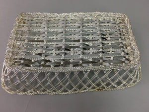 Japanese Silver Plated Metal Basket Vtg Rectangle Wire J907