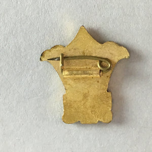 Japanese Small Badge School Pin Vtg Metal Brooch Kanji Letter University J726
