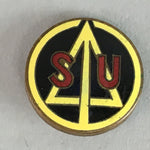 Japanese Small Badge Vtg Metal Brooch Round School Pin Tree Black J713