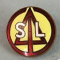 Japanese Small Badge Vtg Metal Brooch Round School Pin Tree Black J714