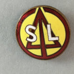 Japanese Small Badge Vtg Metal Brooch Round School Pin Tree Black J731