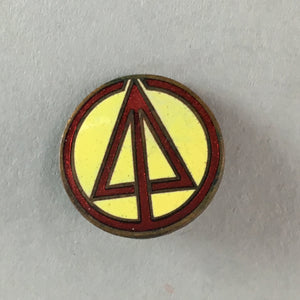 Japanese Small Badge Vtg Metal Brooch Round School Pin Tree J732