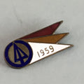 Japanese Small Badge Vtg Metal Brooch School Pin Tree Flag 1959 J716