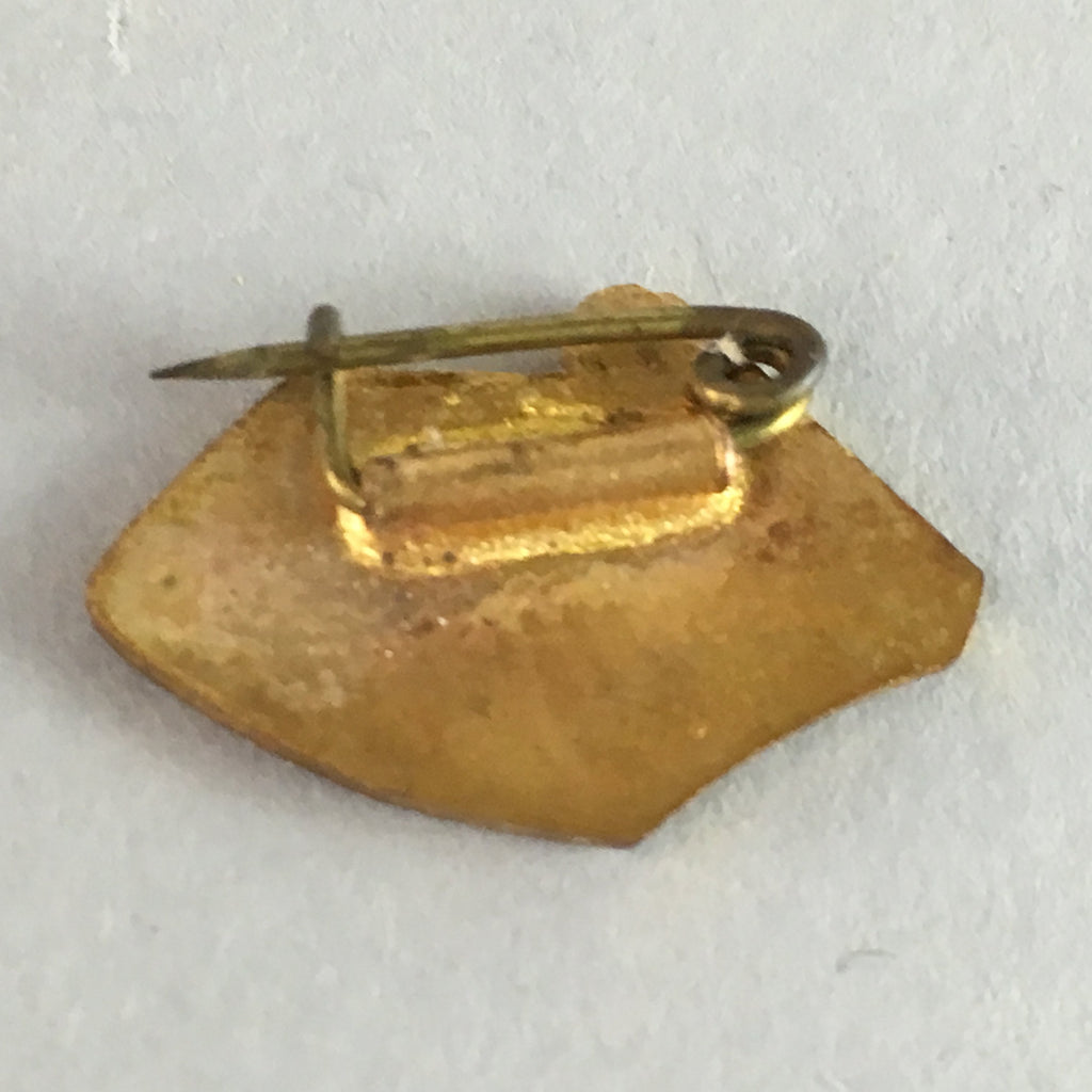 Japanese Small Badge Vtg Metal Brooch School Pin White Hikarigaoka J736
