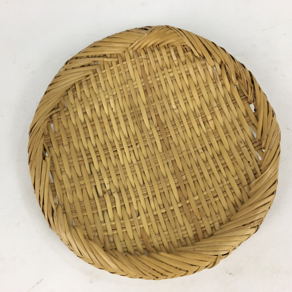 Japanese Small Bamboo Basket Vtg Natural Round Kago Zaru 19 cm Wide B178