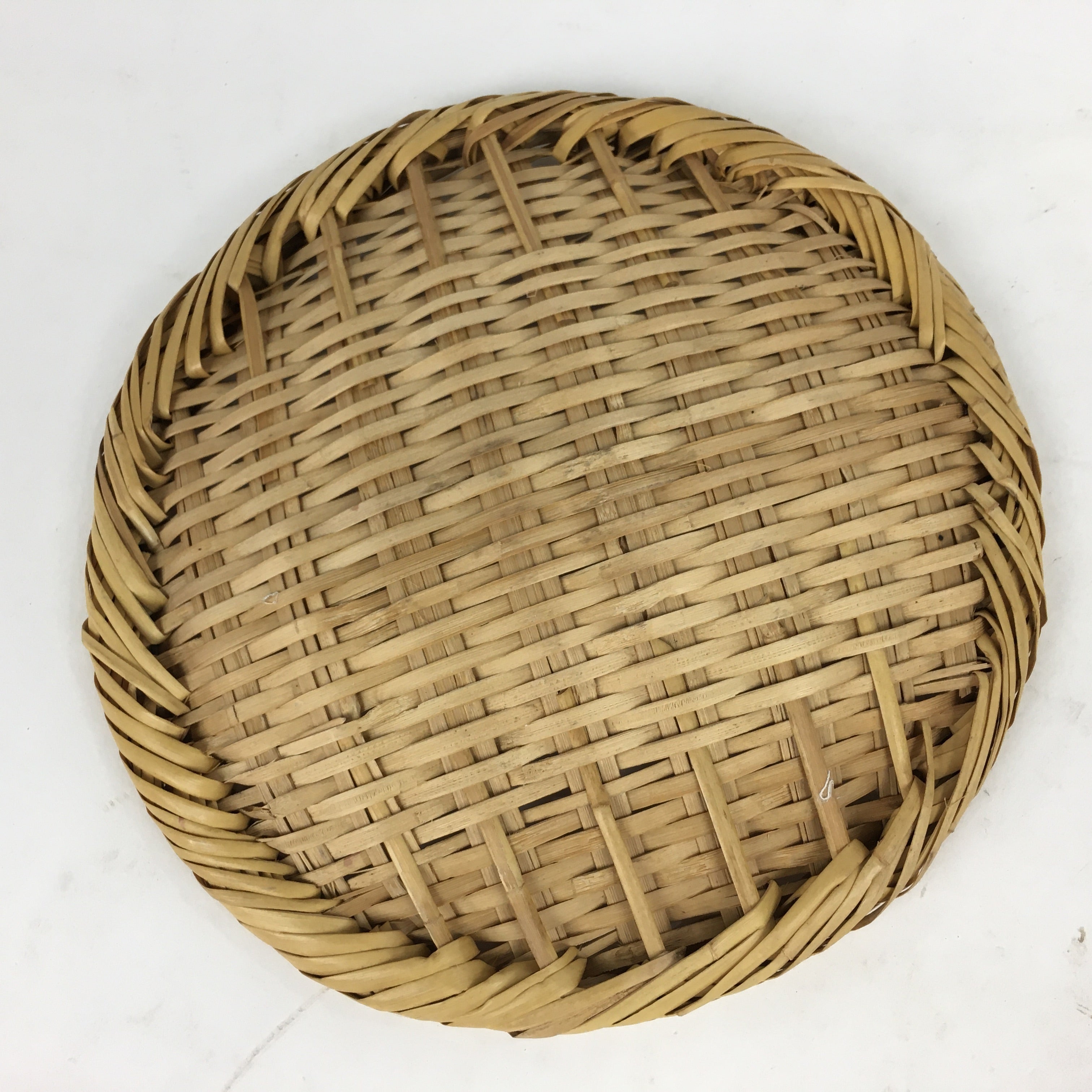 Japanese Small Bamboo Basket Vtg Natural Round Kago Zaru 19 cm Wide B178