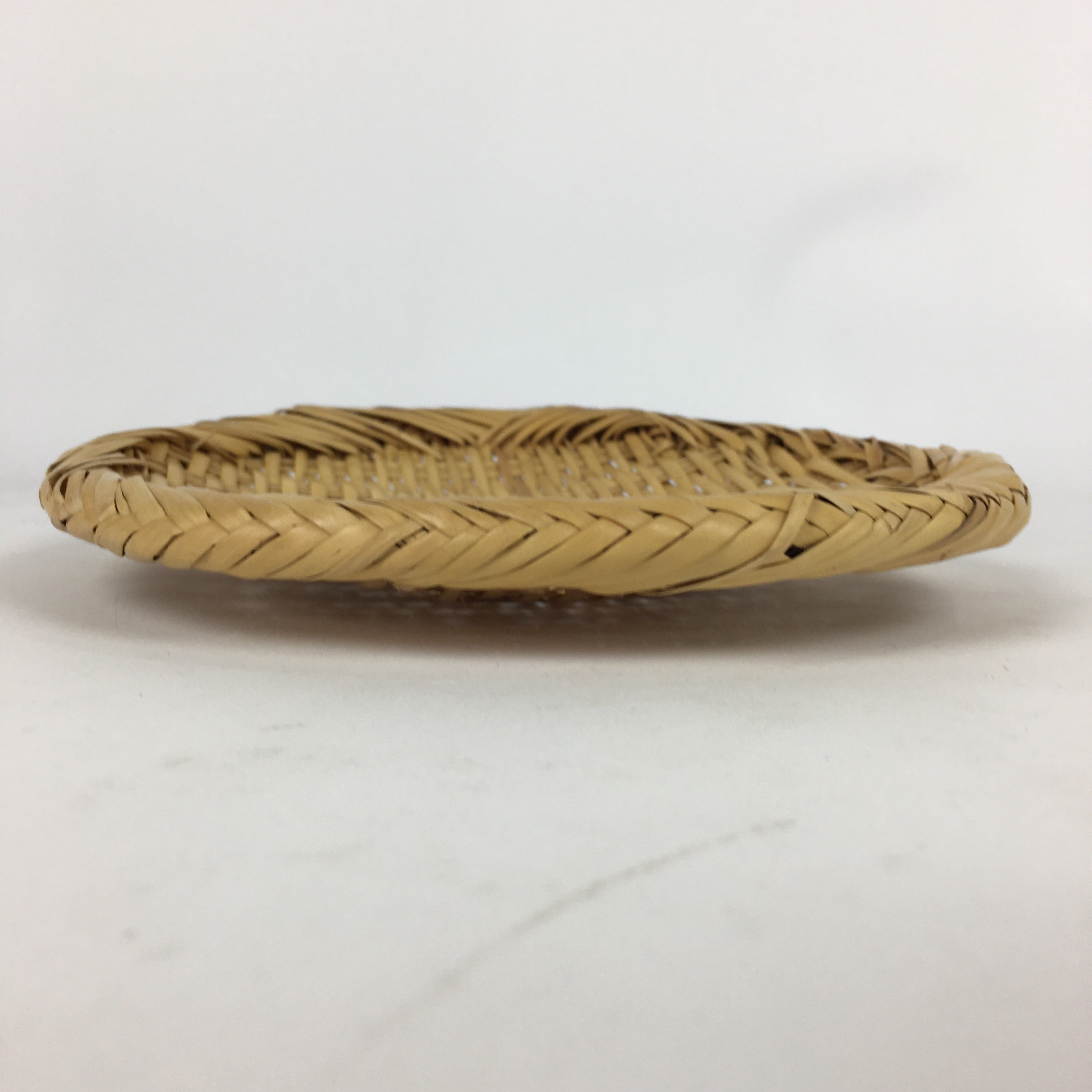 Japanese Small Bamboo Basket Vtg Natural Round Kago Zaru 19 cm Wide B178