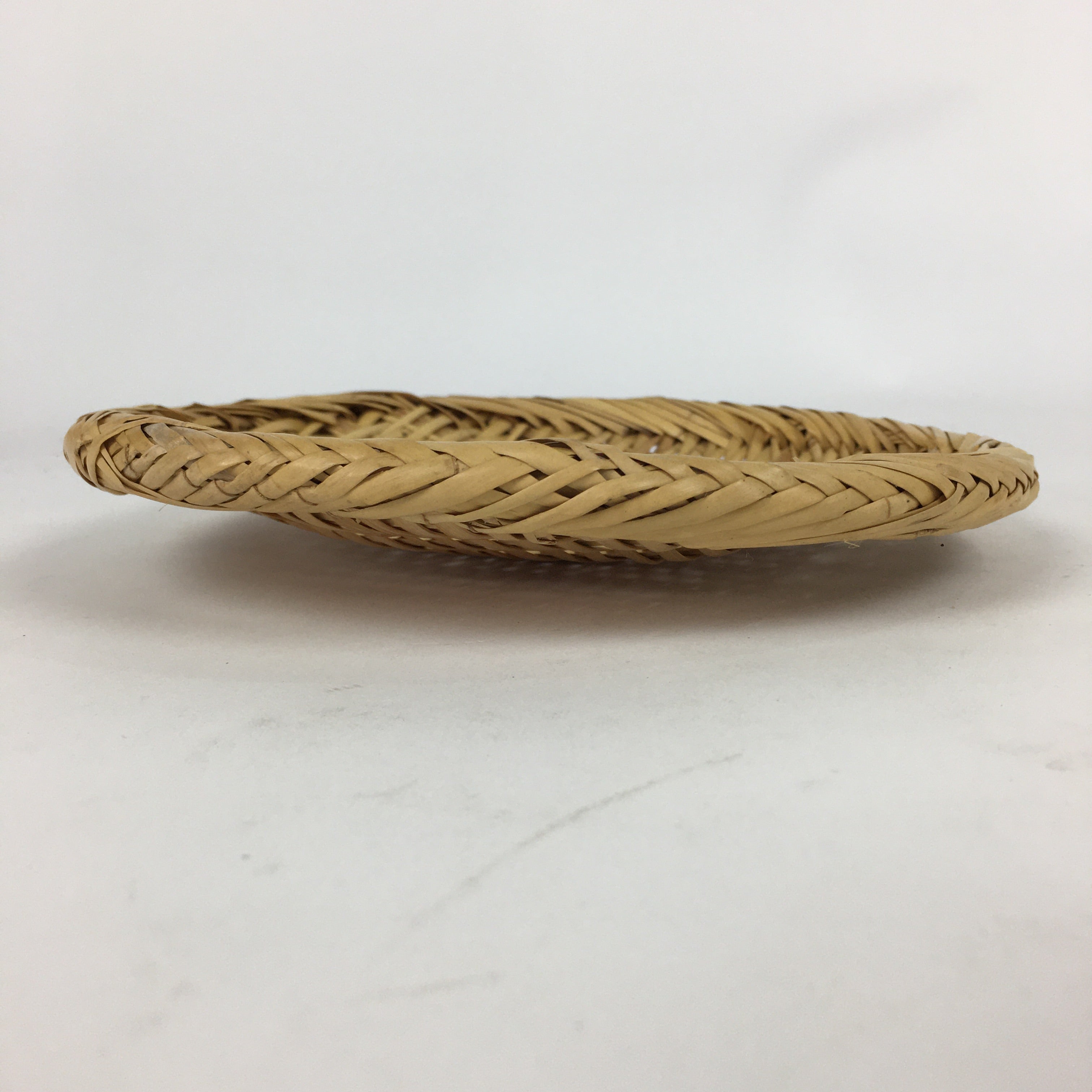 Japanese Small Bamboo Basket Vtg Natural Round Kago Zaru 19 cm Wide B178