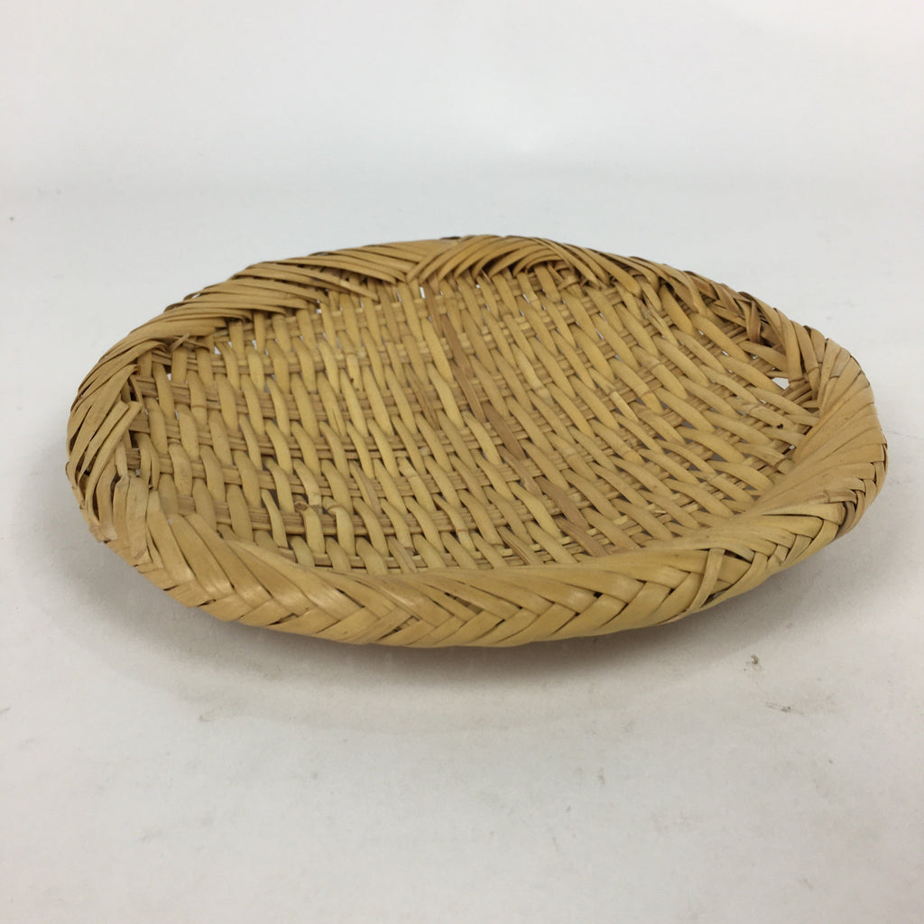 Japanese Small Bamboo Basket Vtg Natural Round Kago Zaru 19 cm Wide B178