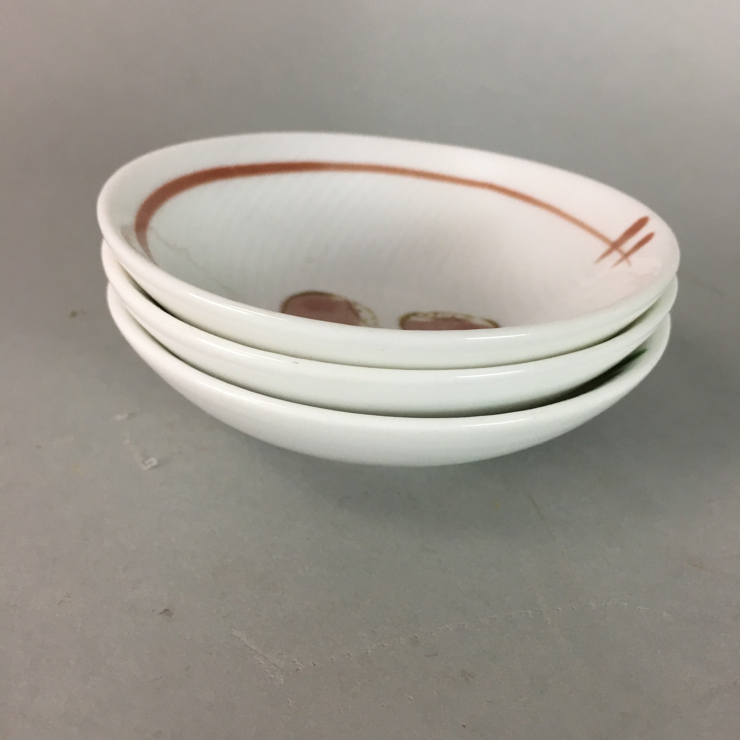 Japanese Small Bowl 3pc Set Vtg White Porcelain Vegetable Fruits Mamezara PT910
