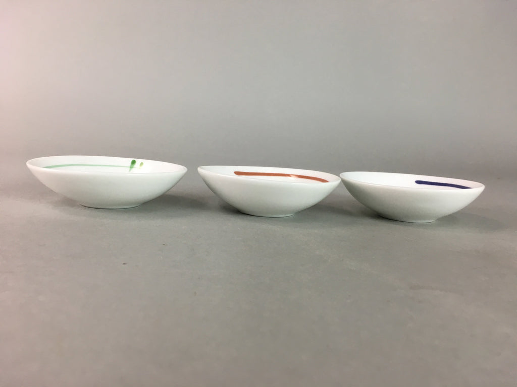 Japanese Small Bowl 3pc Set Vtg White Porcelain Vegetable Fruits Mamezara PT910