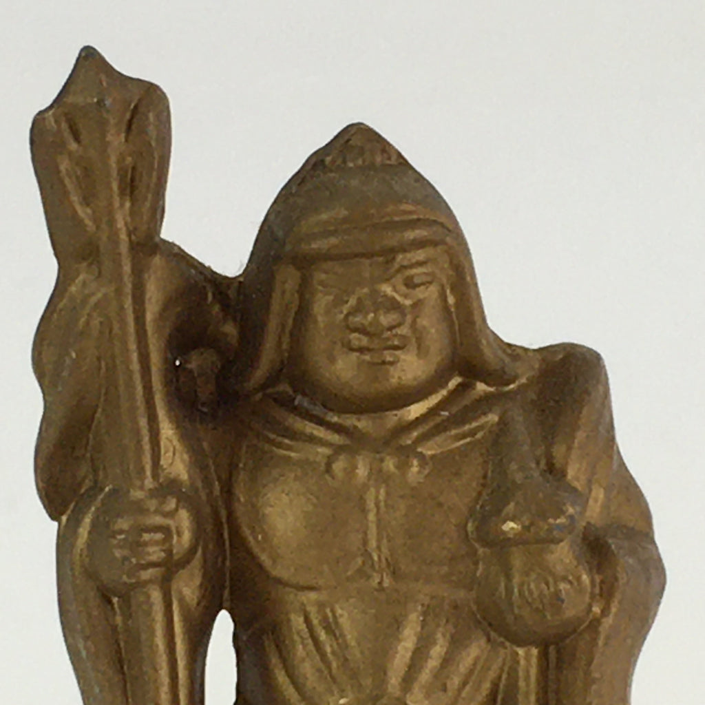 Japanese Small Figurine Bishamonten 7 Lucky Gods Metal Statue Paperweight JK382