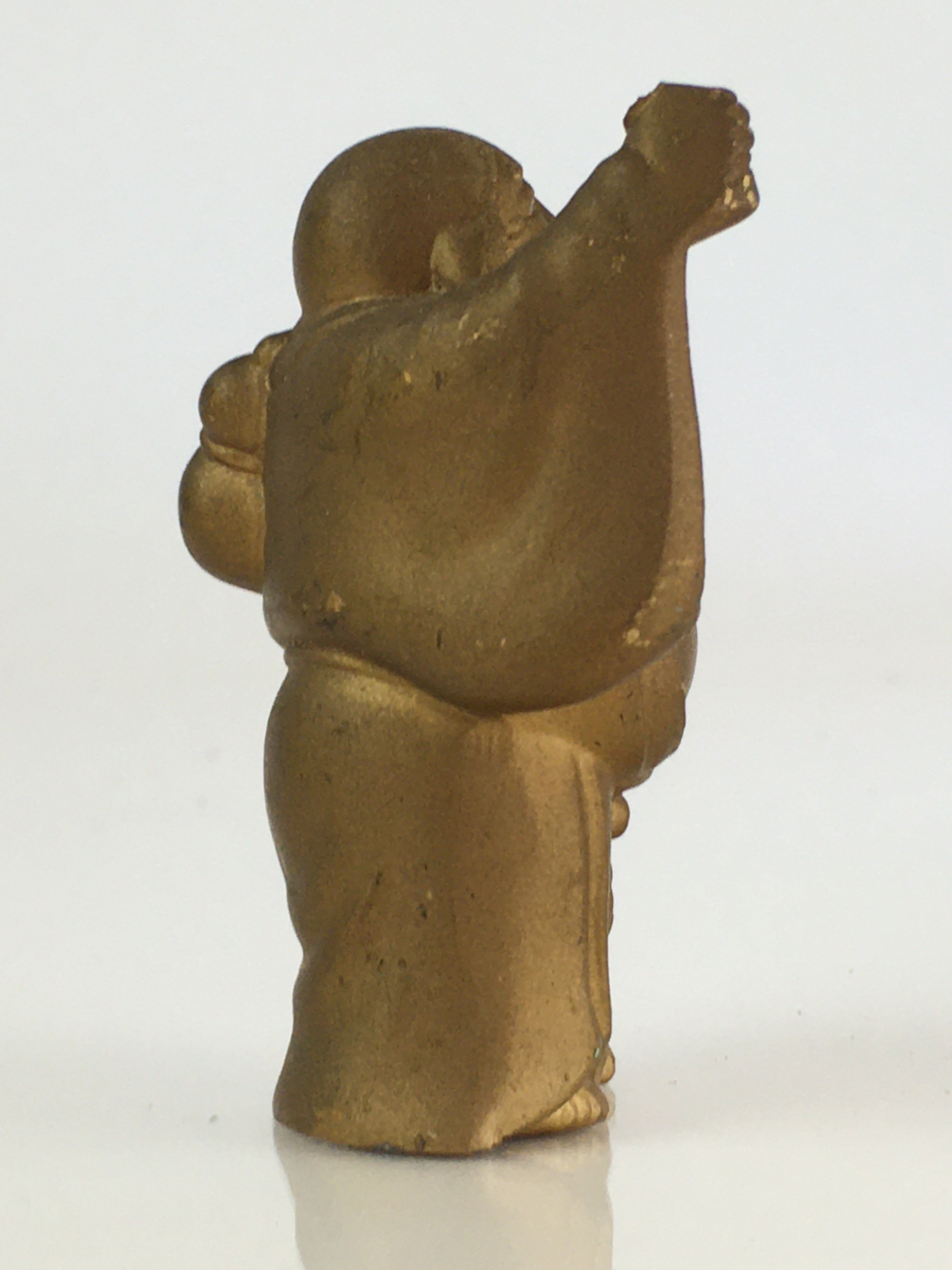 Japanese Small Figurine Vtg 7 Lucky Gods Hotei Metal Statue Paperweight JK383