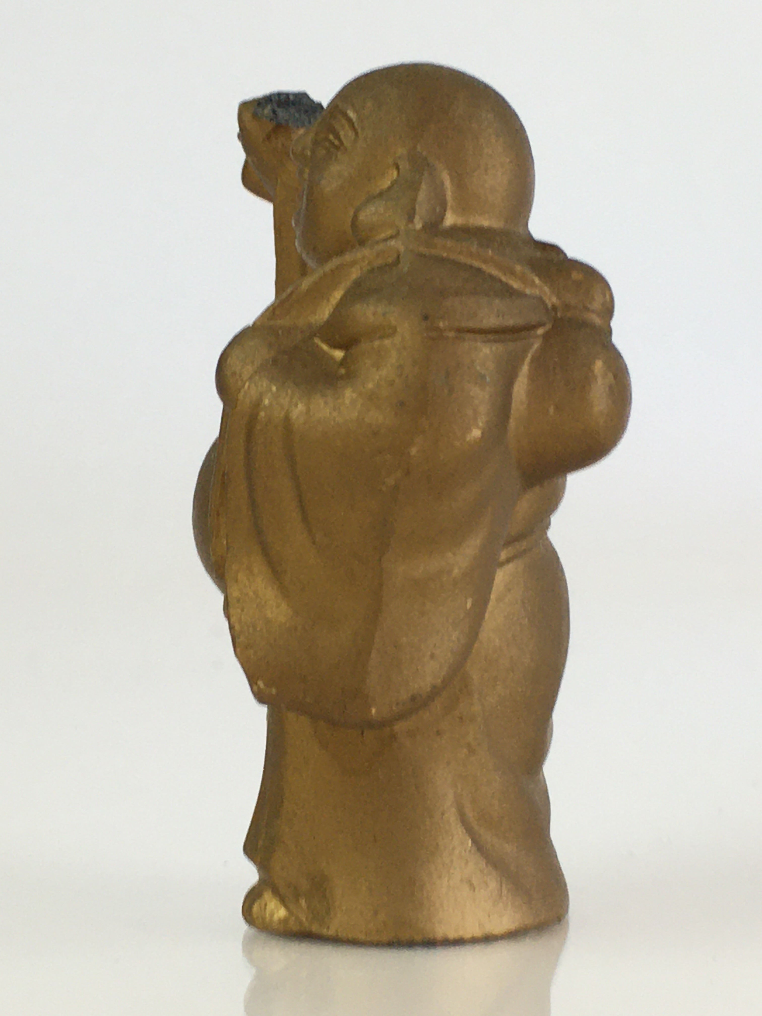 Japanese Small Figurine Vtg 7 Lucky Gods Hotei Metal Statue Paperweight JK383