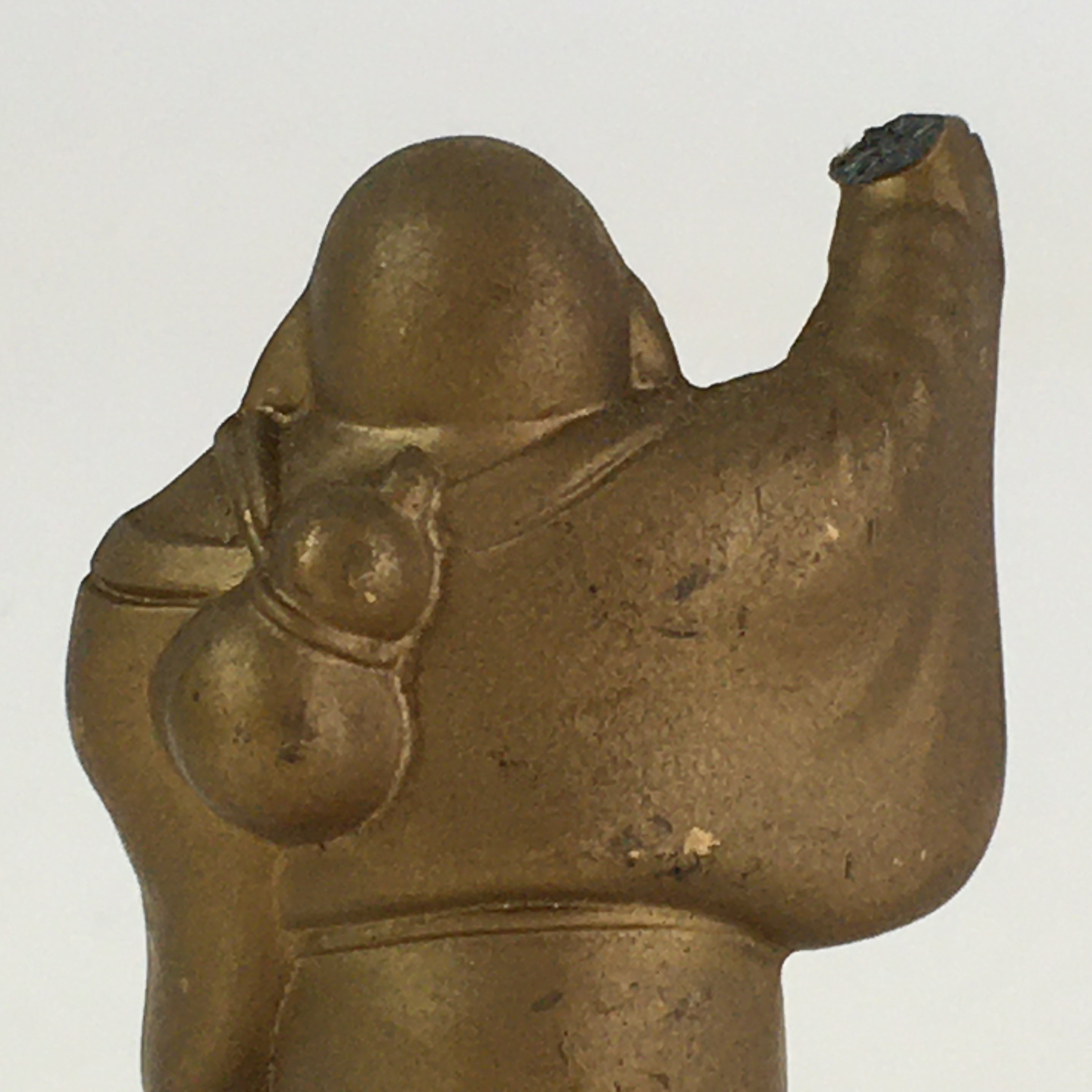 Japanese Small Figurine Vtg 7 Lucky Gods Hotei Metal Statue Paperweight JK383