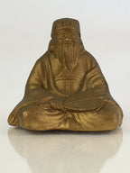 Japanese Small Figurine Vtg 7 Lucky Gods Jyurojin Metal Statue Paperweight JK387